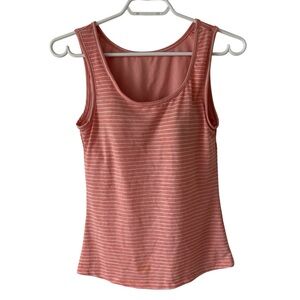 4/$20 Women's Striped Tank Top Coral Pink Casual Summer Workout Athletic Sleeve